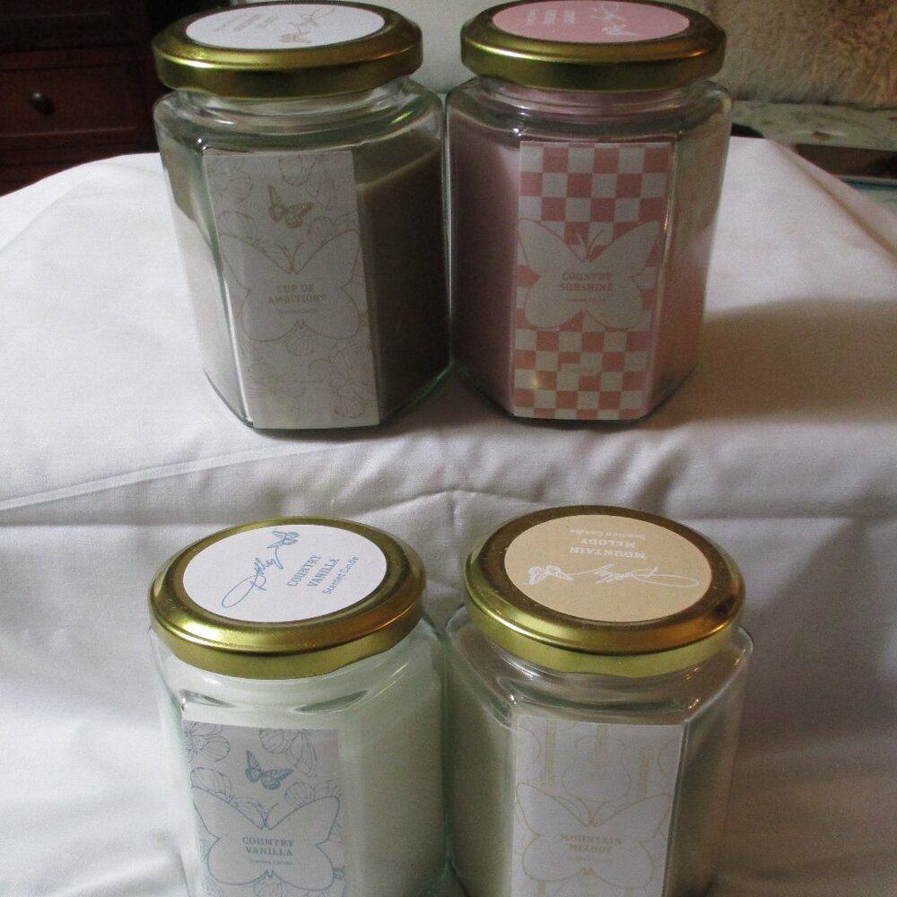 Set of Four Dolly Parton DG Single Wick Jar Candles 7 oz
